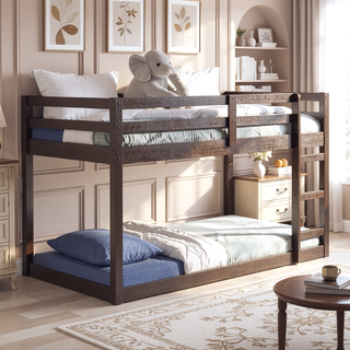 Sunvega Twin Loft Bed with Slats System and Right Facing Ladder in Espresso