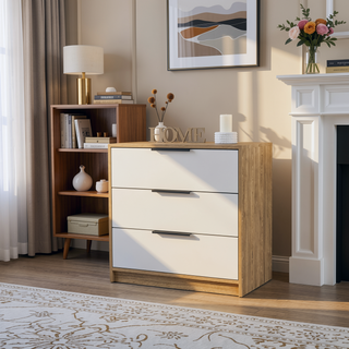Sunvega Kaia 3 Drawer Dresser with Open Display Top and Large Storage