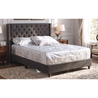 Sunvega Elegant Transitional Black Upholstered King Bed with Plush Headboard
