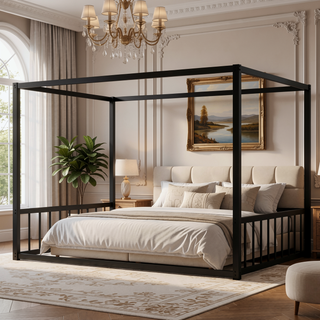 Sunvega Full Size Floor Bed with Multi-Sided Guardrail Protection and Open Low-Profile Design