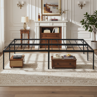 Sunvega Heavy Duty Twin Size Metal Bed Frame with Reinforced Steel Slats