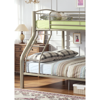 Sunvega Contemporary Metallic Gold Twin Over Full Metal Bunk Bed with Bold 3" Tube Rails