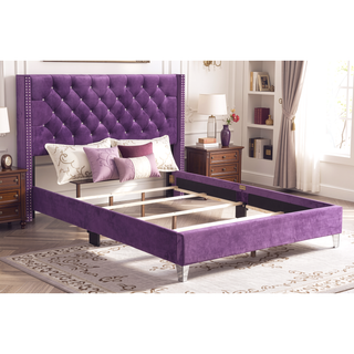 Sunvega Vibrant Purple Upholstered Full Bed with Transitional Design and Sturdy Frame