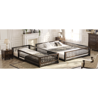 Sunvega Heavy Duty Twin XL over Queen Metal Bunk Bed Frame with Safety Guardrails
