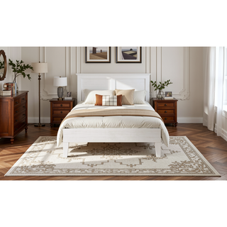 Sunvega Solid Wood Twin Platform Bed with 14-Slat System and Under Bed Storage