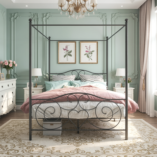 Sunvega Sturdy Full Metal Platform Bed Frame with X Shaped Support and Storage