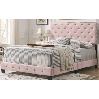 Sunvega Transitional Pink Queen Bed for Style with Durable Build and Vibrant Color