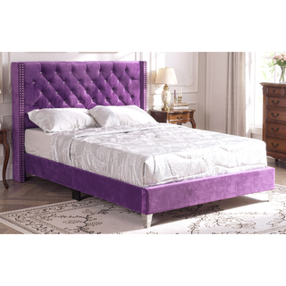 Sunvega Tranquil Purple Queen Bed With Storage Upholstered Fabric Durable Materials
