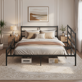 Sunvega Metal Platform Bed Frame with Headboard for Modern Bedroom No Box Spring
