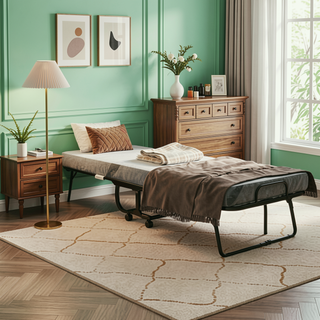 Sunvega Portable Single Size Folding Bed with Memory Foam Mattress and Steel Frame