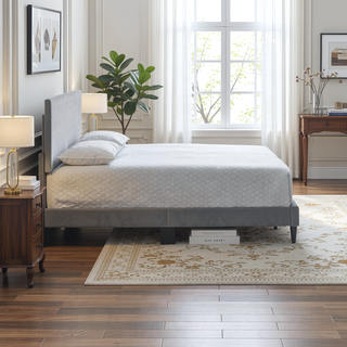 Sunvega White Faux Leather Upholstered Queen Bed with Adjustable Headboard