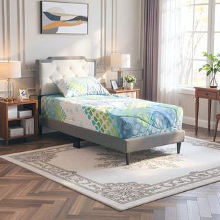 Sunvega Twin Bed Frame in Crisp White for Compact Living Areas