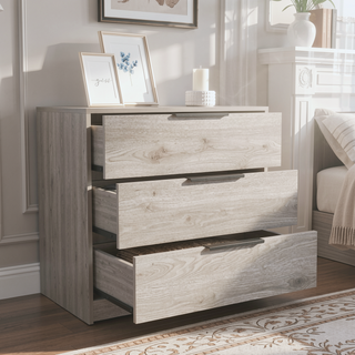 Sunvega Kaia 3 Drawer Dresser with Open Display Top and Large Storage