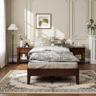 Sunvega Twin Platform Bed with 14-Slat System and Natural Pine Finish