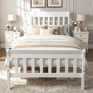 Sunvega Twin Sleigh Bed Frame with Headboard and Footboard for Living Room