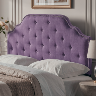 Sunvega Queen Size Upholstered Headboard with Tufted Design and Nailhead Trim