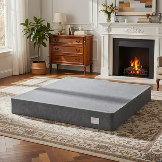 Sunvega 9 Inch Foldable Queen Size Metal Bed Base with Removable Linen Cover