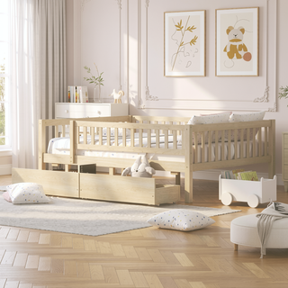 Sunvega Twin Size Daybed with Two Drawers Made of Solid Pine Wood