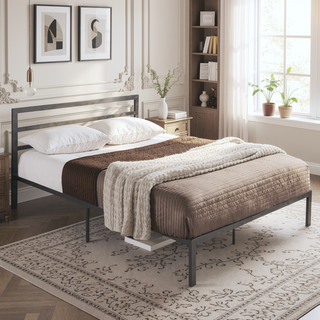 Sunvega Full Metal Bed with Sturdy Steel Structure for Modern Bedroom