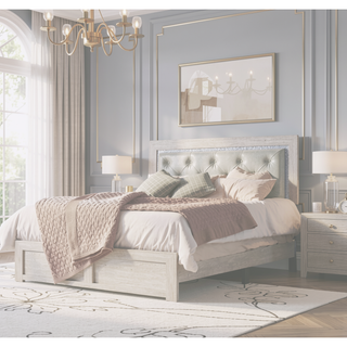 Sunvega Modern Beige Faux Leather Queen Panel Bed with Headboard Lighting