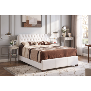 Sunvega Elegant Contemporary Full Bed Frame in White with Storage Space