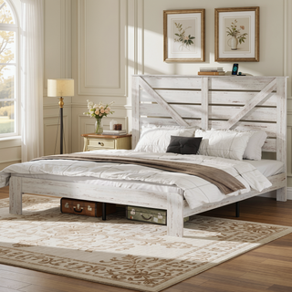Sunvega Full Size Metal Platform Bed Frame with Headboard and Under Bed Storage