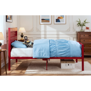 Sunvega Cargo White Finish Full Metal Bed with Recessed Panels and Container Lock