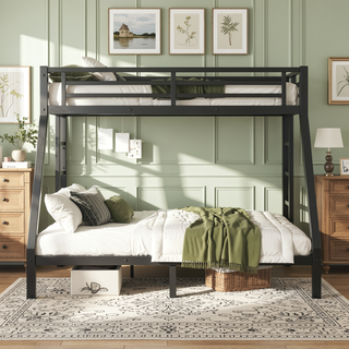 Sunvega Twin XL over Queen Metal Bunk Bed with Ladder and Underbed Storage