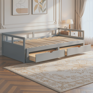 Sunvega Extending Daybed with Trundle for Spontaneous Guests from Twin to King Size