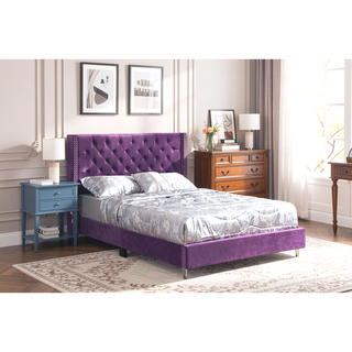 Sunvega Vibrant Purple Upholstered Full Bed with Transitional Design and Sturdy Frame