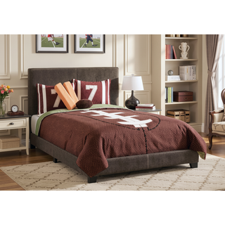 Sunvega Brown Leather Look Upholstered Full Size Bed with Headboard