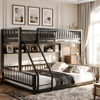 Sunvega Heavy Duty Twin XL over Queen Metal Bunk Bed Frame with Safety Guardrails