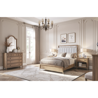 Sunvega 5 Drawer Dresser in Softer Modern Latte Finish with Elm Veneers