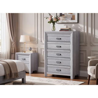 Sunvega Contemporary Nightstand End Table with Two Storage Drawers and Metal Hand Pull