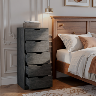 Sunvega 5 Drawer Tall Dresser with Pull Out System in Fine White Finish