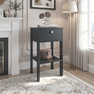 Sunvega Modern Wenge Nightstand with One Drawer and Open Shelf for Bedroom