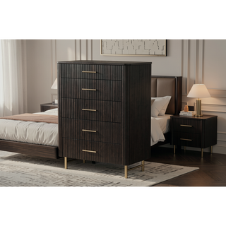 Sunvega Espresso Finish Chest with Smooth Metal Glides and Dovetail Joints
