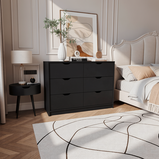 Sunvega Wenge 4-Drawer Dresser with Smooth Gliding Drawers for Organized Bedroom Storage