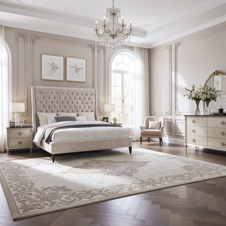 Sunvega Modern White Nightstand with Gold Accent and Three Wooden Drawers