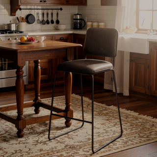 Sunvega Brown Barstool with Metal Footrest and Shaped Seat for 42 Inch Counters