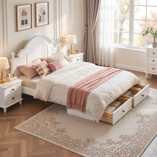 Sunvega Full Size Daybed with Twin Trundle Solid Wood Frame for Living Room