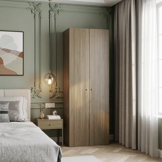 Sunvega Two-Door Compact Wardrobe with Fixed Shelves for Bedroom Storage