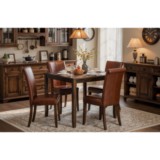 Sunvega Walnut Square Wood Dining Table for Kitchen with Counter Height and Tapered Legs