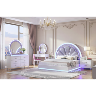 Sunvega Passion 5 Drawer LED Chest with Unique Pulls in Milky White