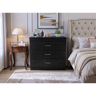 Sunvega Melia Three Drawer Dresser with Metal Hardware in Light Gray and White