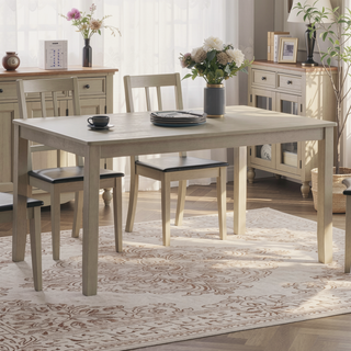 Sunvega Antique Gray Finish Rectangular Wooden Frame Contemporary Formal Dining Table