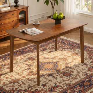 Sunvega Modern Rubberwood Dining Table with Oval Top for Kitchen and Dining Room
