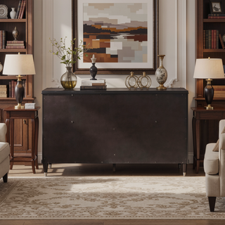 Sunvega Contemporary Six-Drawer Dresser with Cedar Lining and Metallic Accents for Bedroom
