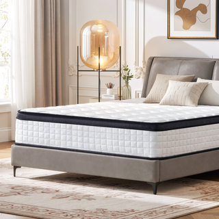 Sunvega 12 Inch Queen Size Hybrid Mattress with Memory Foam and Individually Wrapped Springs for Pressure Relief