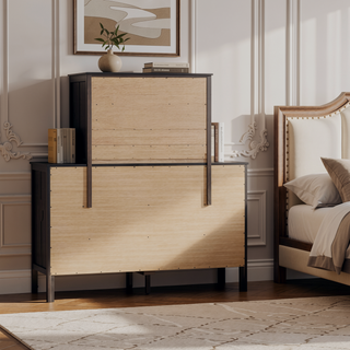 Sunvega Fully Assembled 6 Drawer Dresser with French Dovetail Wood Veneer Finish